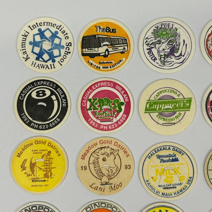 Lot of 20 Hawaii Milk Caps Pogs Vintage 90s Hawaiian Advertising Game 1993