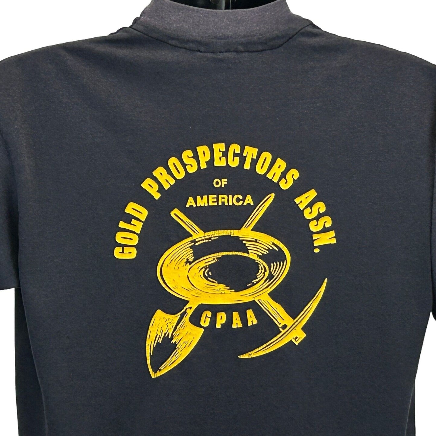 Vintage Gold Prospectors Assn T Shirt Mens Medium 80s Mining GPAA USA Made Black