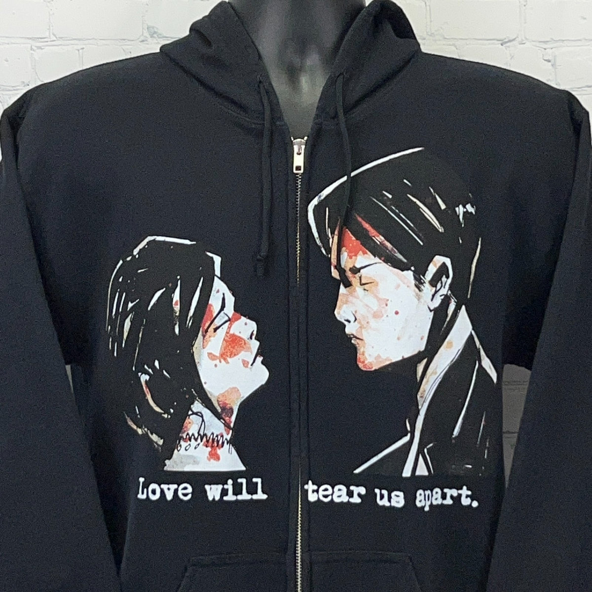My Chemical Romance M Medium Hoodie Black Love Will Tear Us Apart Three Cheers
