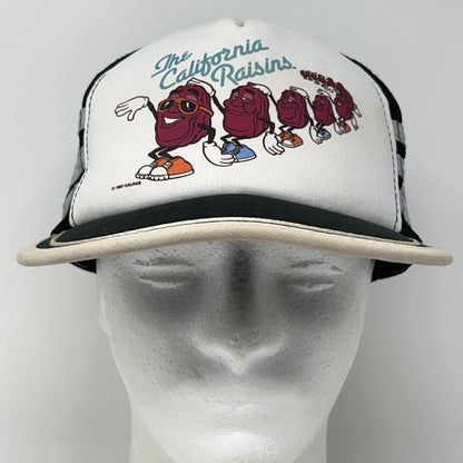 Vintage 80s The California Raisins Trucker Hat Baseball Cap 3 Stripe Black 1987