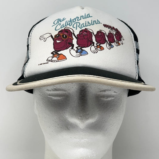 Vintage 80s The California Raisins Trucker Hat Baseball Cap 3 Stripe Black 1987