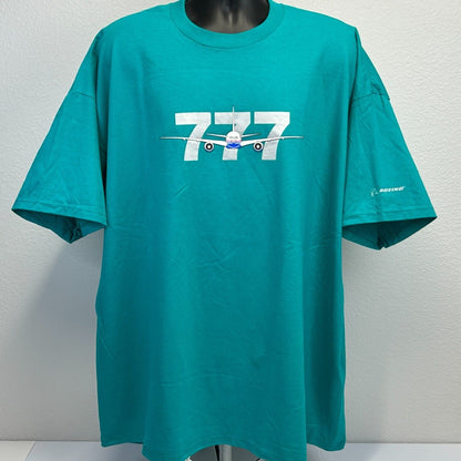 Camiseta vintage Boeing 777 3XL Triple Seven Airliner Airplane USA Tee para hombre verde