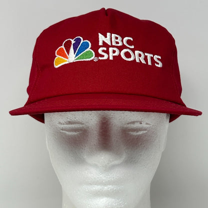 Vintage 80s NBC Sports Hat Baseball Cap K-Products Made In USA Snapback Red