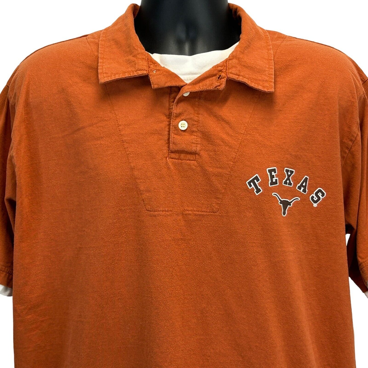 University Of Texas Longhorns Layered Look Polo T Shirt NCAA Russell Athletic XL