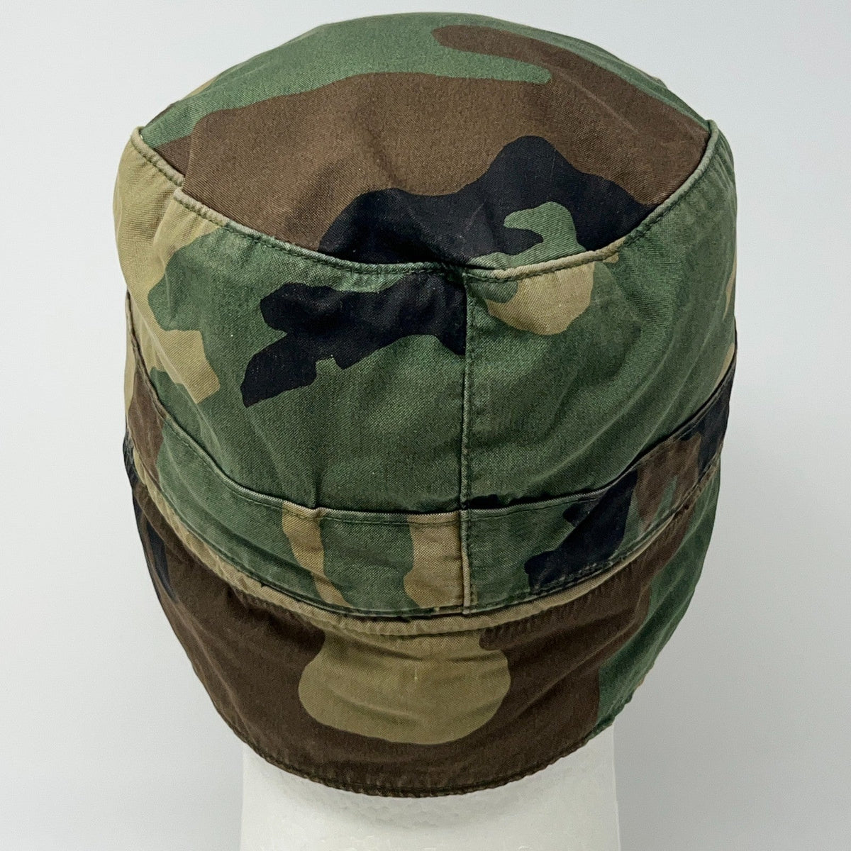 Vintage 80s US Army Woodland Camo Patrol Cap Ear Flaps BDU Military Hat 7 1/8