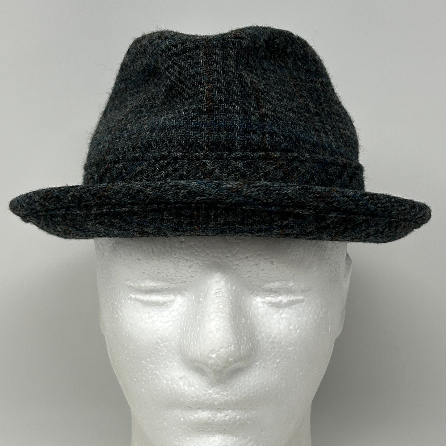 Vintage Matt Andrews Fedora Hat Mens 6 5/8 Gray Tweed Plaid 50s 60s