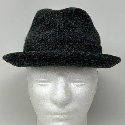 Vintage Matt Andrews Fedora Hat Mens 6 5/8 Gray Tweed Plaid 50s 60s