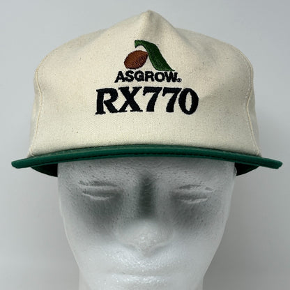 Vintage Asgrow RX770 Seeds Hat Baseball Cap Soybean Snapback K-Products Beige