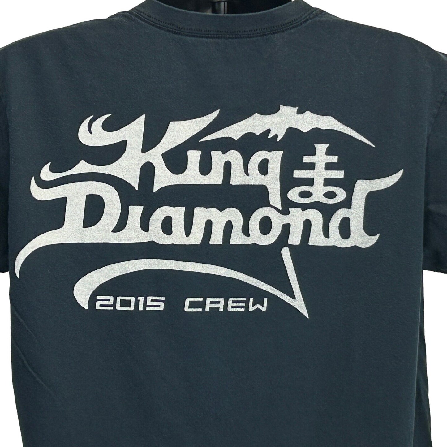 Camiseta grande negra de la gira King Diamond 2015 para hombre, con el equipo local Roadie Concert Band