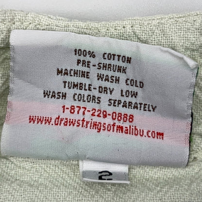 Drawstrings of Malibu Poncho Top Womens OSFM Green V‑Neck Made in USA Cotton