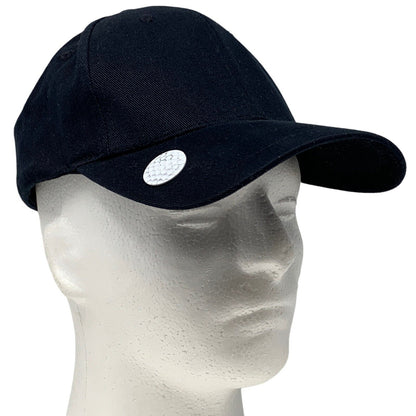 Golfing Golfer Solid Black Strapback Hat Magnetic Golf Ball Marker Baseball Cap