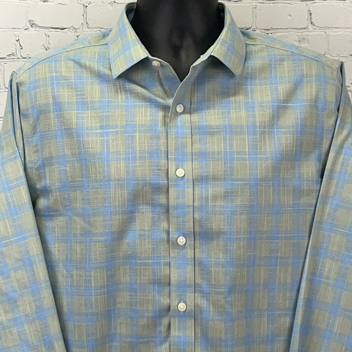 UNTUCKit Wrinkle-Free Clark Slim Fit Button Up Shirt Mens L Large Green Plaid