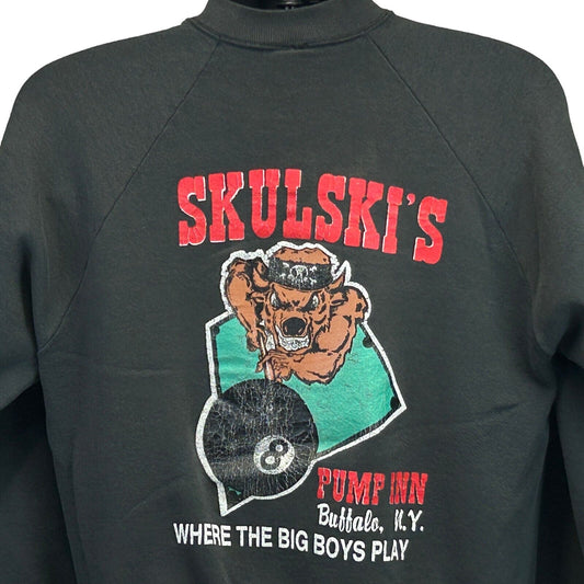 Skulski's Pump Inn Vintage 90s Sweatshirt Medium Pool Billiards NY Mens Black