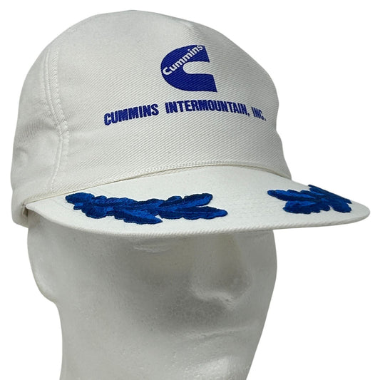 Vintage Cummins Baseball Cap Hat Engines 80s Scrambled Eggs Leaf Snapback White