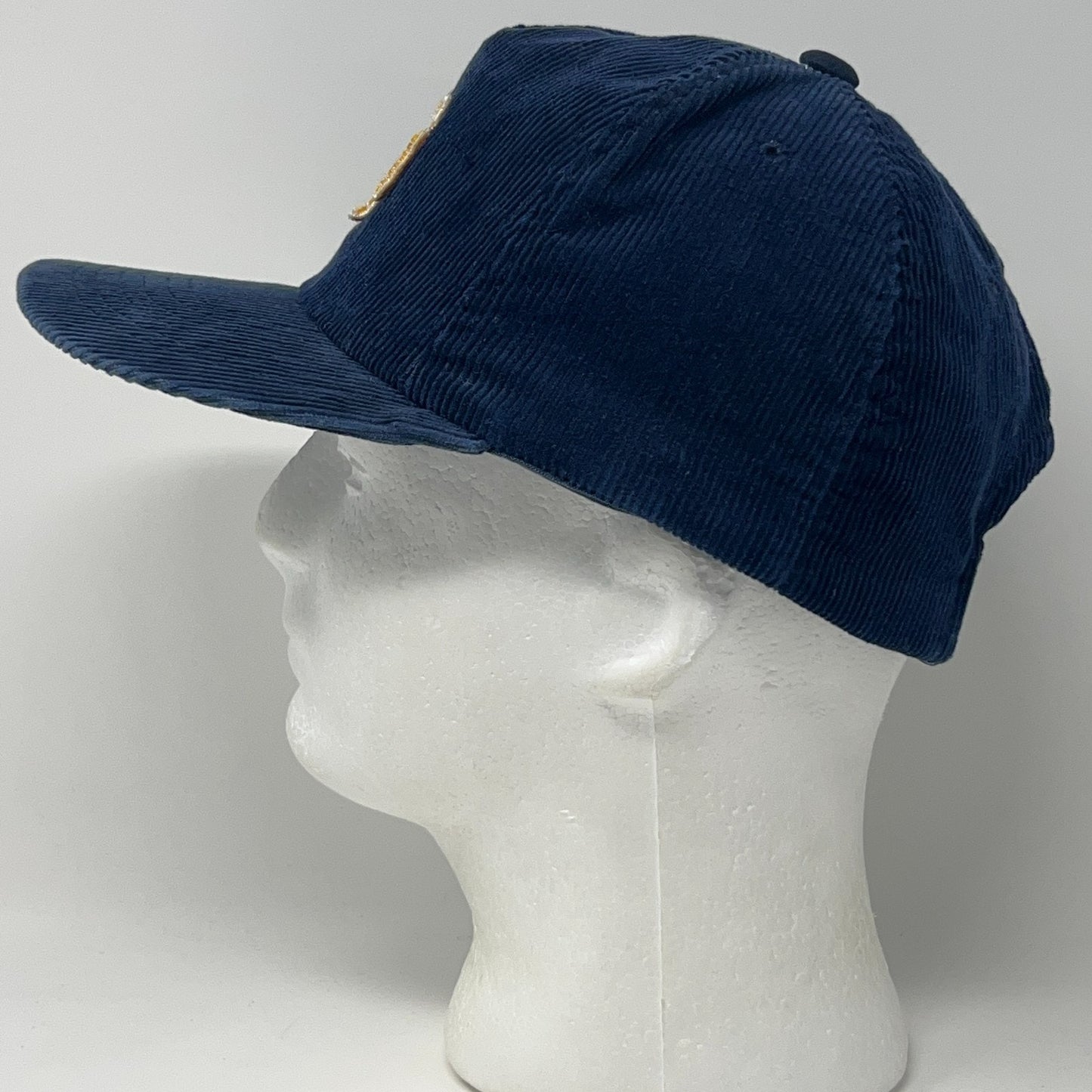 Vintage 90s Notre Dame Fighting Irish Hat Baseball Cap Corduroy Snapback Blue