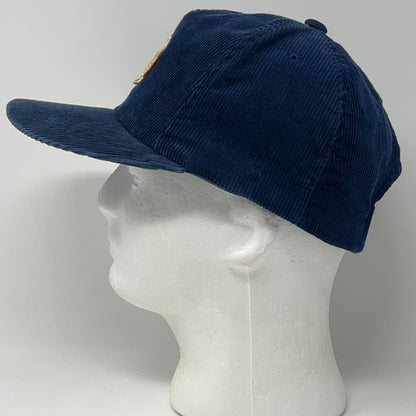 Vintage 90s Notre Dame Fighting Irish Hat Baseball Cap Corduroy Snapback Blue