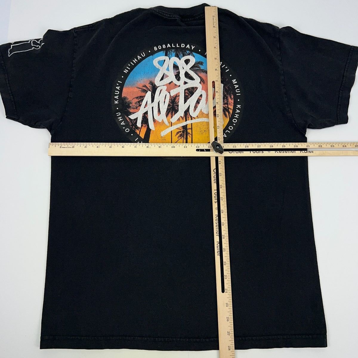 808 All Day T Shirt L Large Black Surfer Surfing Surfboarding Hawaii Hawaiian