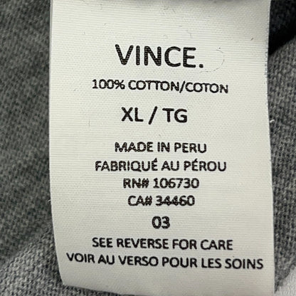 Vince Henley T Shirt Long Sleeve Cotton Heathered Gray Mens XL X-Large