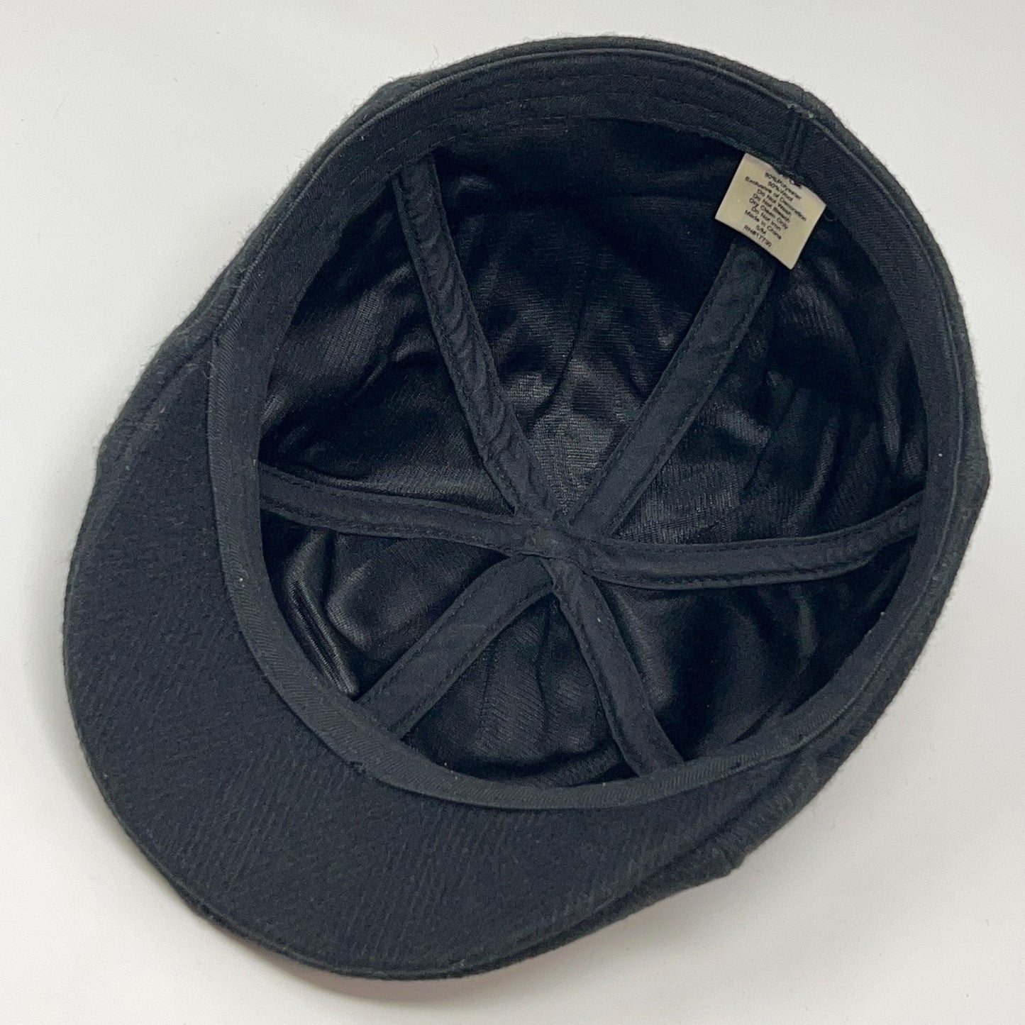 Wool Blend Herringbone Flat Cap Hat Ivy Newsboy Cabbie Driving Scally Black S-M