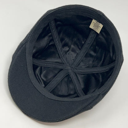 Wool Blend Herringbone Flat Cap Hat Ivy Newsboy Cabbie Driving Scally Black S-M