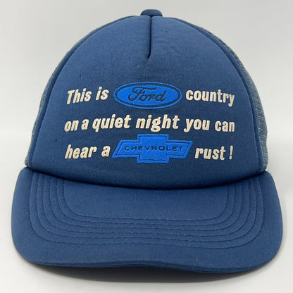 Vintage 80s This Is Ford Country Trucker Hat Baseball Cap Funny Snapback Blue