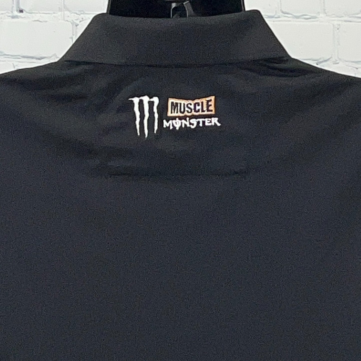 Muscle Monster Energy Logo Polo Shirt S Small Black Short Sleeve Polyester Drink