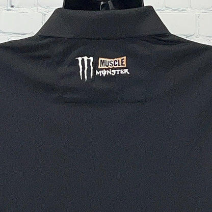 Muscle Monster Energy Logo Polo Shirt S Small Black Short Sleeve Polyester Drink