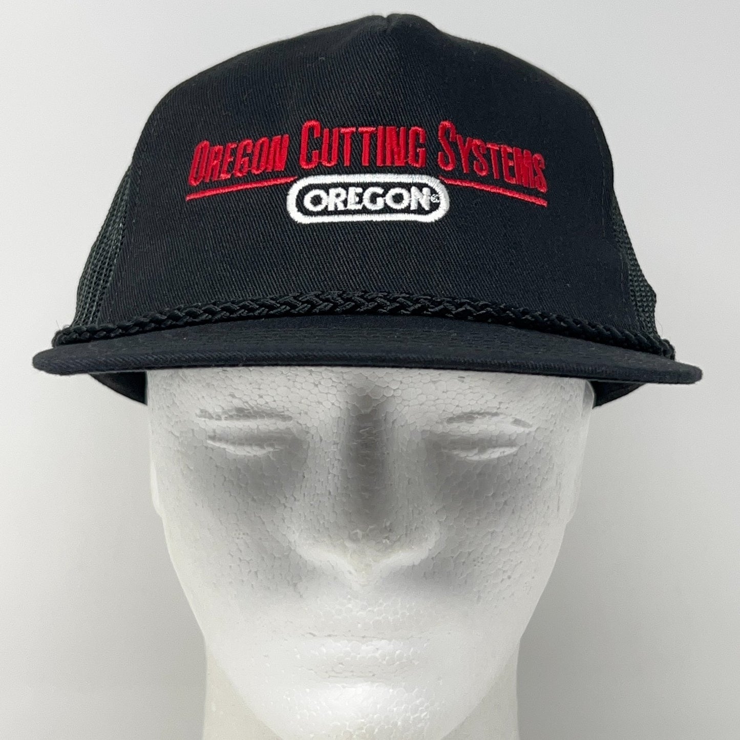 Vintage 90s Oregon Tool Cutting Systems Trucker Hat Baseball Cap Snapback Black