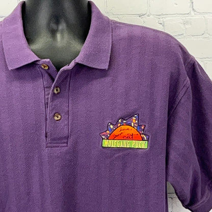 Vintage 90s Wolfgang Puck Polo Shirt XL X-Large Purple Live Love Eat Chef Food