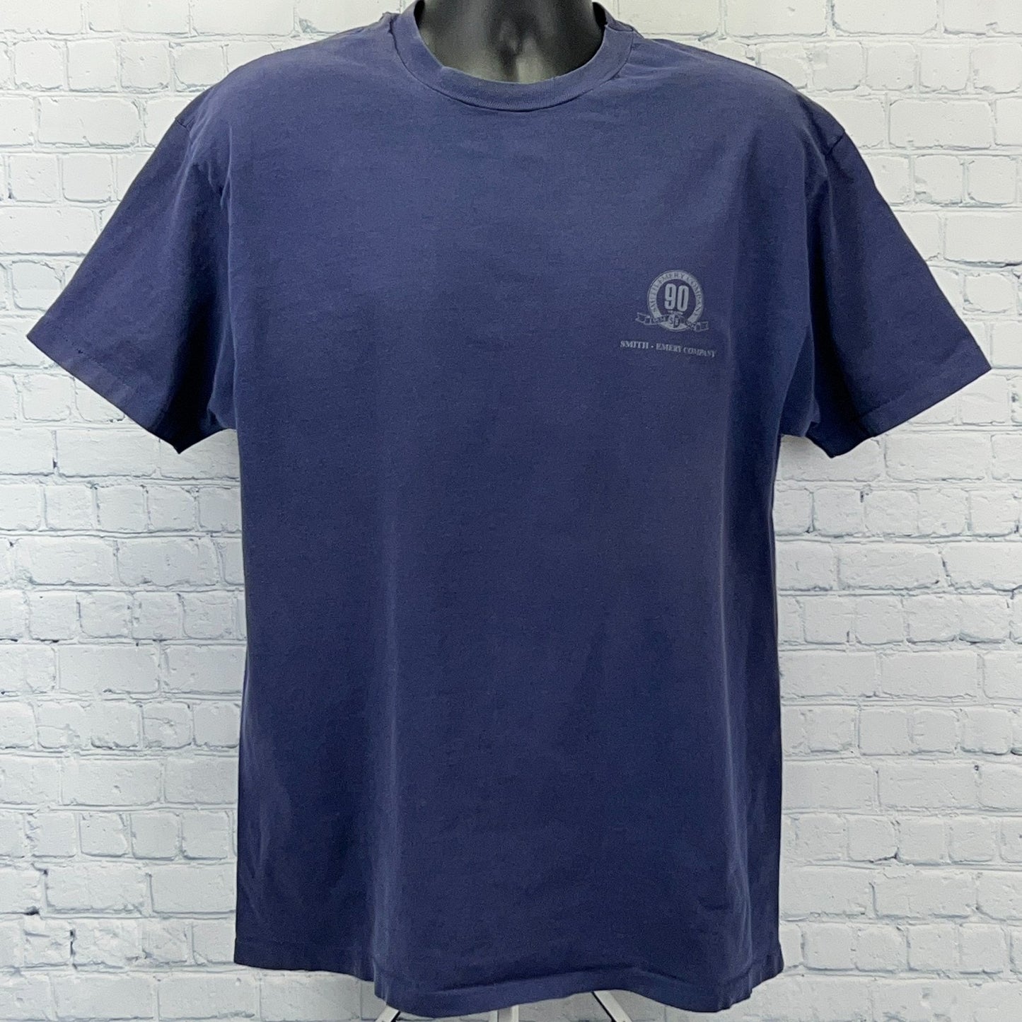 Vintage 90s Smith Emery Company 90 Years T Shirt Construction Blue XL X-Large
