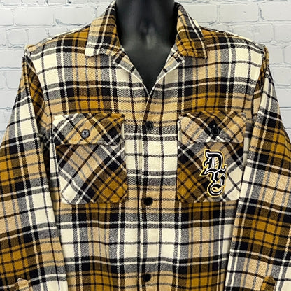 Dogg Supply by Snoop Dogg Flannel Button Front Shirt Rap Plaid Yellow L Large