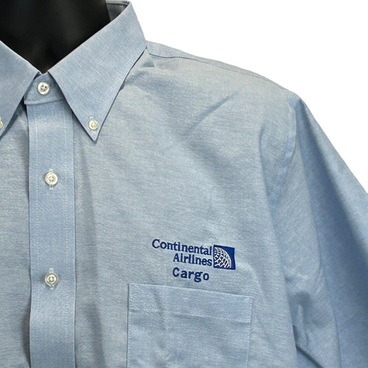 Vintage Continental Airlines Button Front Shirt X-Large Cargo Uniform Mens Blue