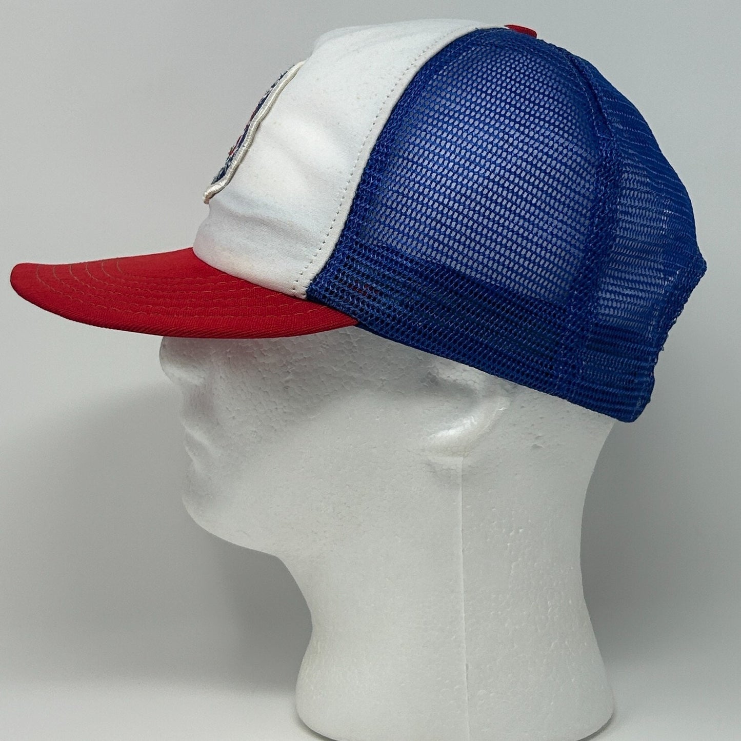 Vintage 80s Levi Strauss 1984 Olympics Trucker Hat Cap Blue Levis Mesh Snapback