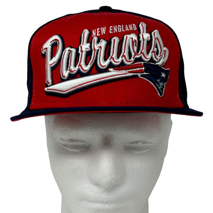 New England Patriots Script Tail Hat Blue Red New Era NFL Snapback Baseball Cap