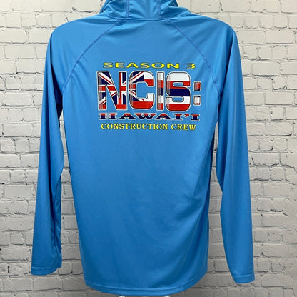NCIS Hawaii Construction Film Crew Hooded T Shirt M Medium Blue Hoodie TV Show