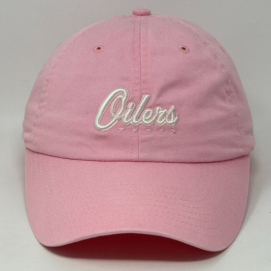 Gorra de béisbol con correa trasera de seis paneles de New Era NHL para mujer Edmonton Oilers, color rosa