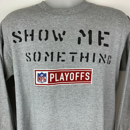 Camiseta vintage NFL Playoffs, camiseta de fútbol grande Y2Ks 2001, camiseta de manga larga para hombre, color gris