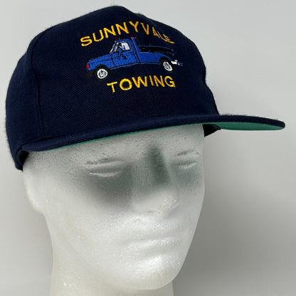 Vintage 90s Sunnyvale Towing Hat Baseball Cap Blue Tow Truck California Snapback