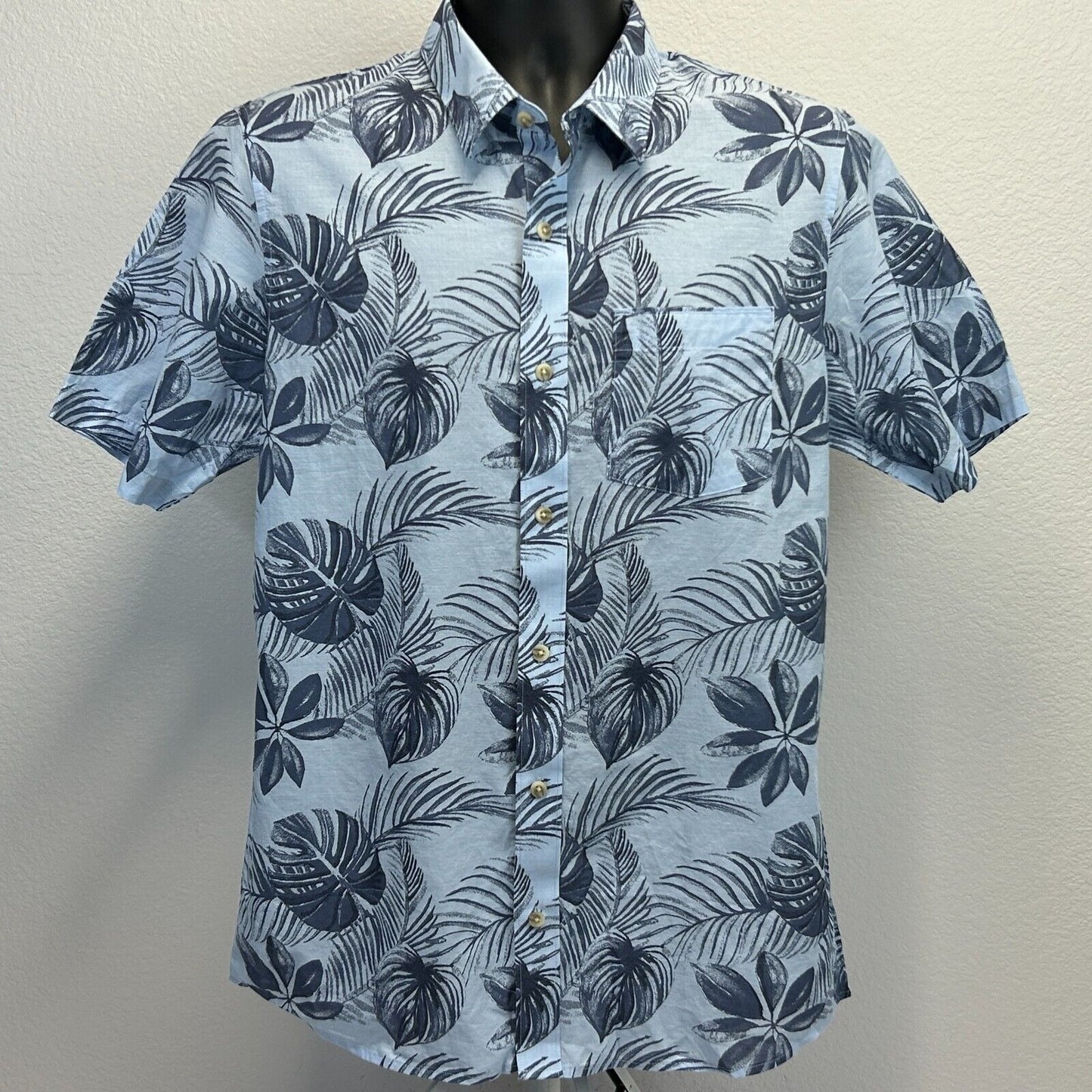 Camisa hawaiana con botones en la parte delantera Caldera de Travis Mathew, talla mediana, para golfistas, para hombre, color azul