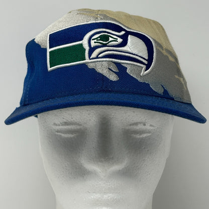 Seattle Seahawks Splash Hat Baseball Cap Mitchell and Ness Wool Snapback Blue