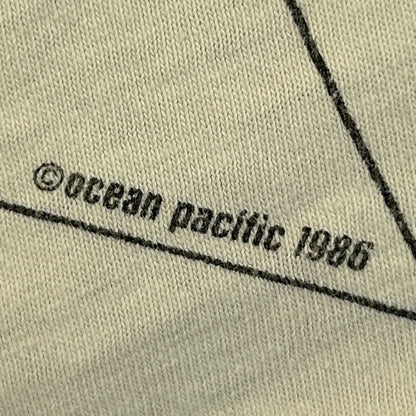 Vintage OP Ocean Pacific Surfboards T Shirt Mens Small Surfing Surfer 80s Ivory