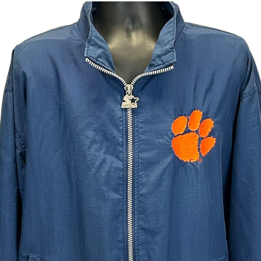Vintage 90s Clemson University Tigers Jacket Starter Blue Windbreaker 2XL XXL
