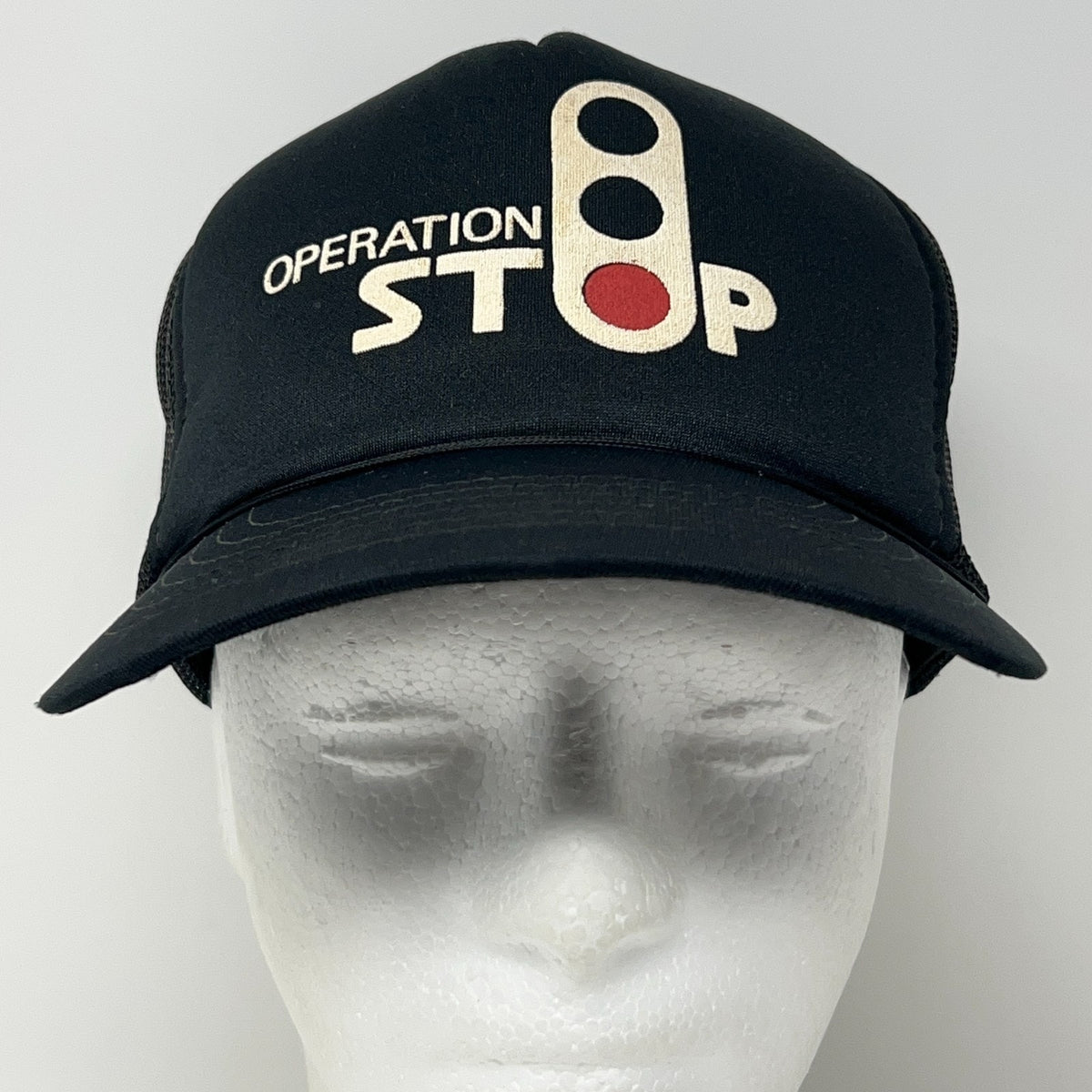 Vintage 80s Operation STOP Burlington Northern Railroad Trucker Hat Cap Snapback