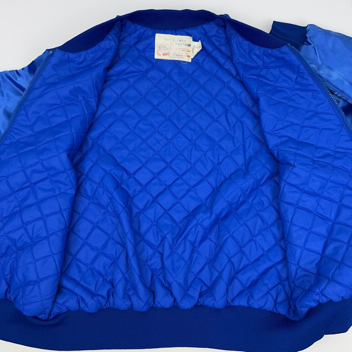 Vintage Maui One Excavating Las Vegas Satin Bomber Jacket L Large USA Made Blue
