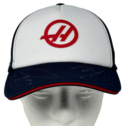 Haas Formula 1 Signed Hat F1 Nico Hulkenberg Kevin Magnussen Blue Baseball Cap