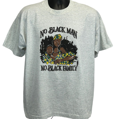 No Black Man No Black Family T Shirt X-Large Gray Vintage 90s Made In USA Mens