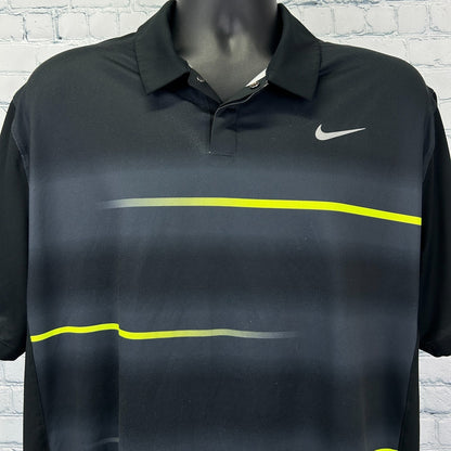 Nike Tiger Woods Collection Vapor Trail Polo Shirt Golf Dri-Fit Black XL X-Large