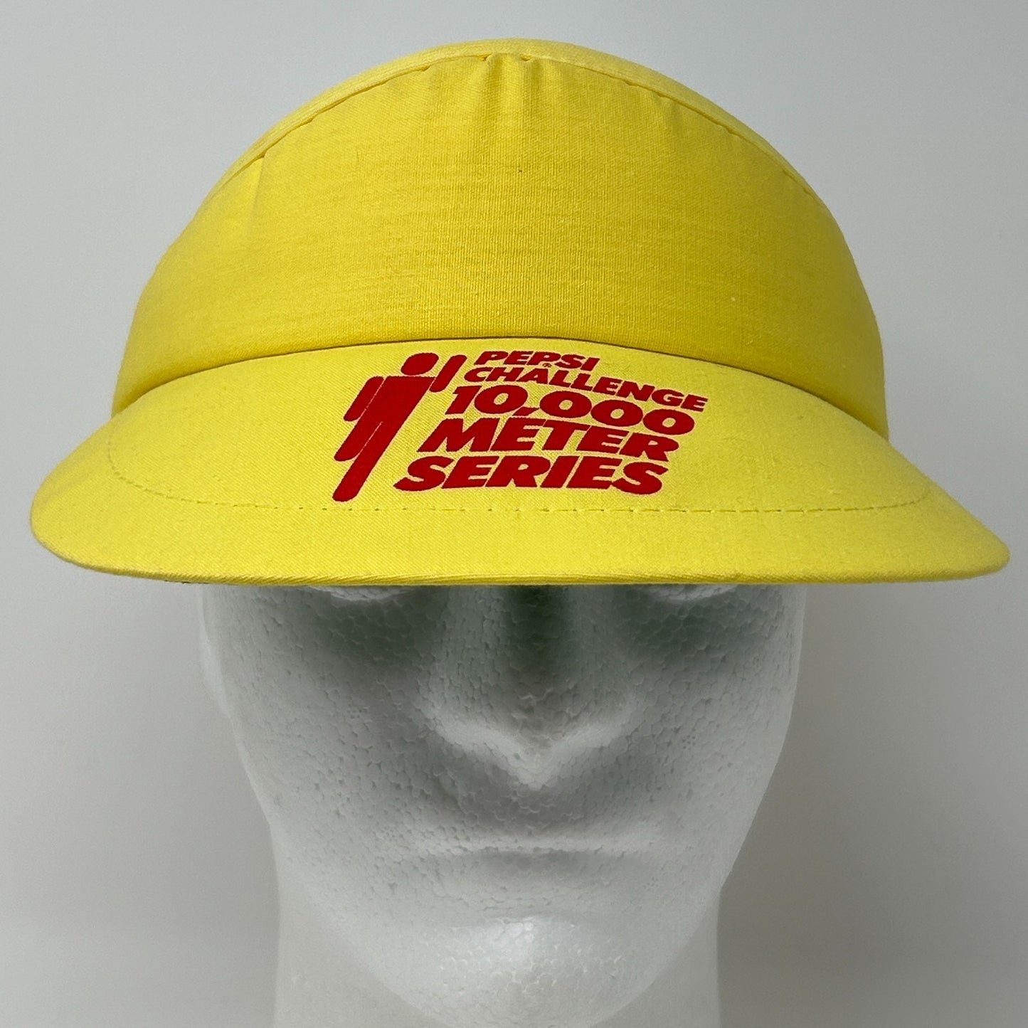 Vintage Pepsi Challenge 10000 Meter Series Visor Hat Cap Yellow 80s Strapback