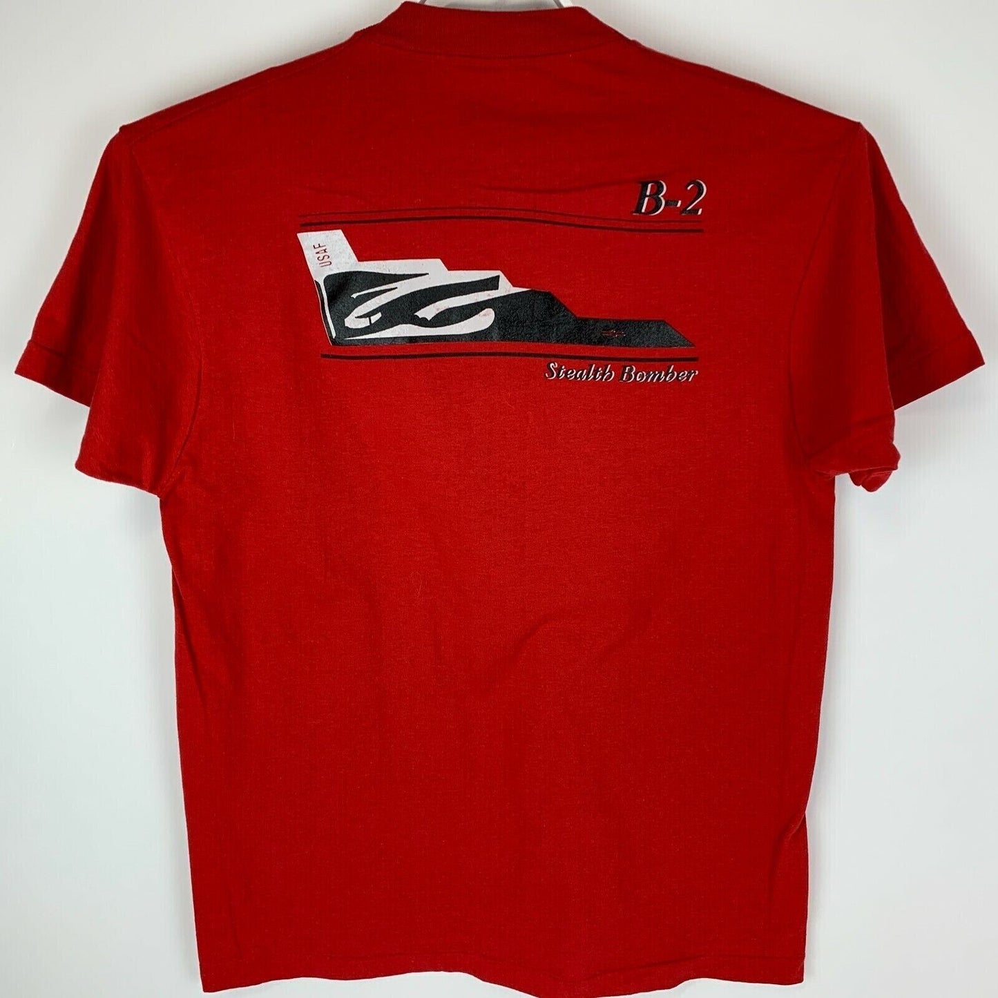 Stealth Bomber B-2 B2 Vintage 90s T Shirt Large USAF Air Force USA Made Mens Red