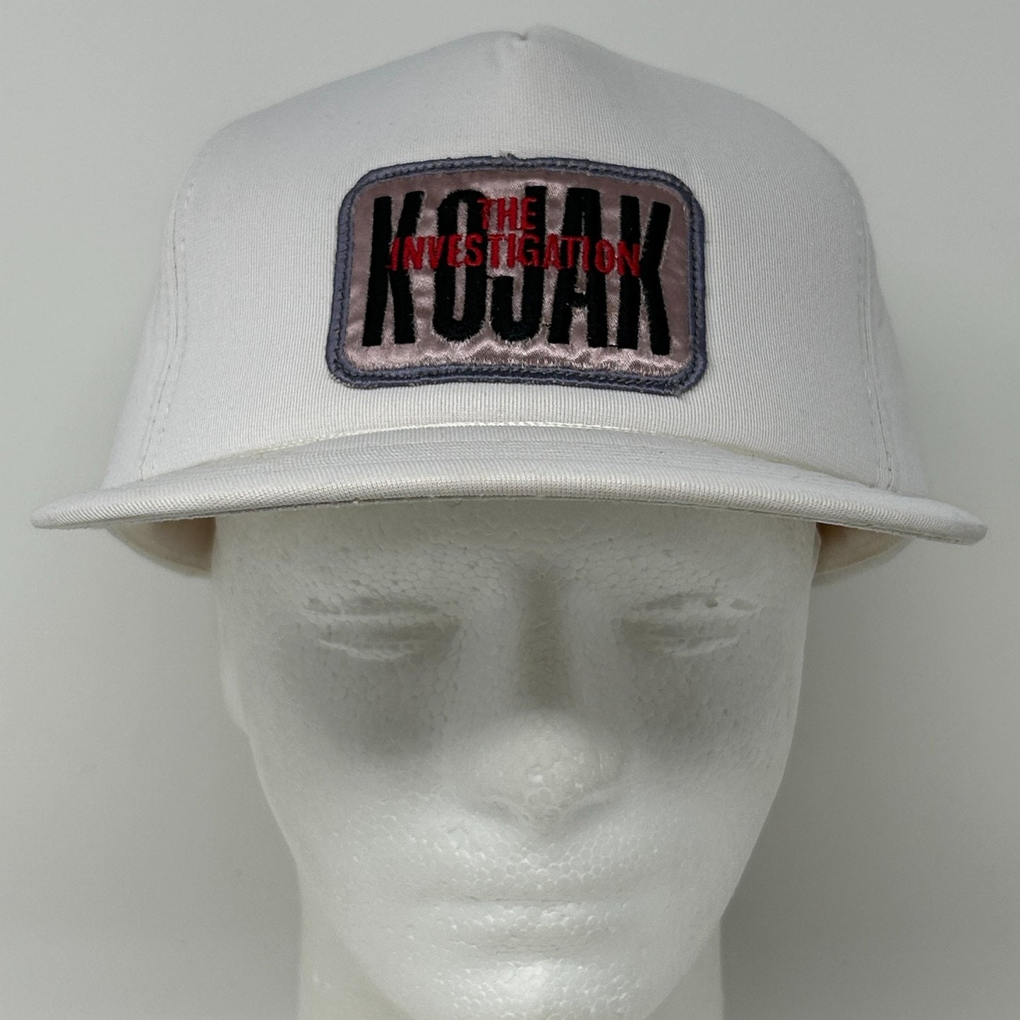 Vintage 70s 80s Kojak The Investigation Hat Cap TV Show Full Foam Snapback White